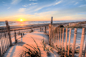 Barrier fencing on a Frisco beach.