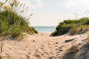 Sand path access to a Frisco beach.