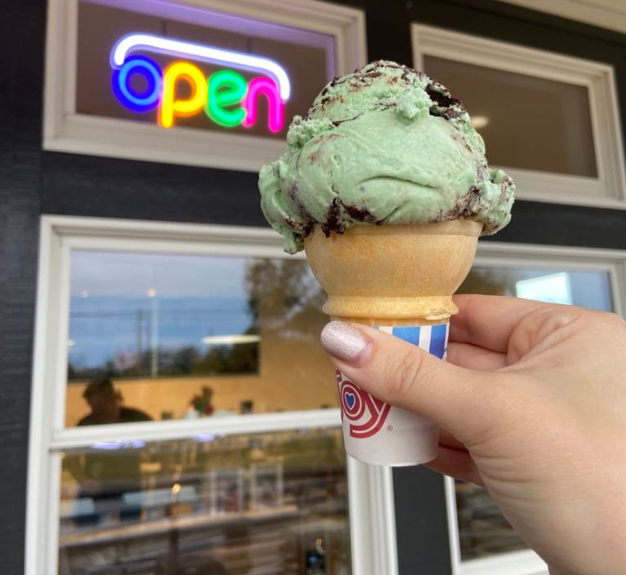  Mint chocolate chip ice cream in a cone